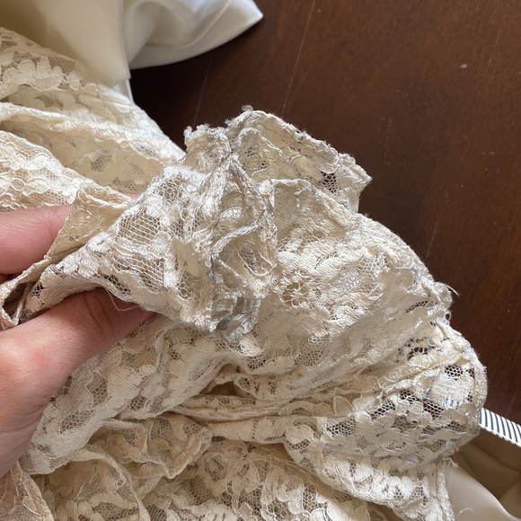 Vintage 1940s homemade lace long sleeve belted wedding dress maxi small XS - Picture 13 of 15